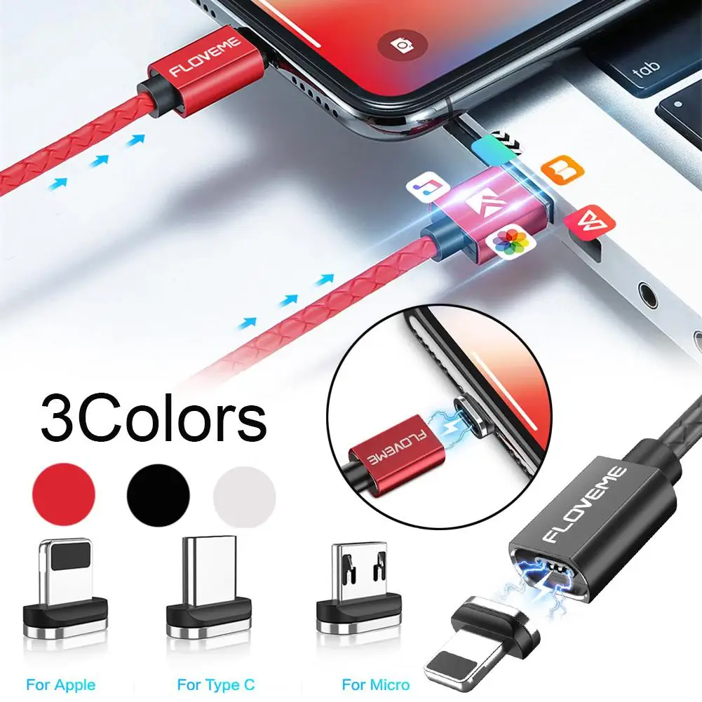 

Floveme Magnetic Data Cable Embossing Fast Charging 3A Double-sided Suction Charging Cable For IPhone Xr