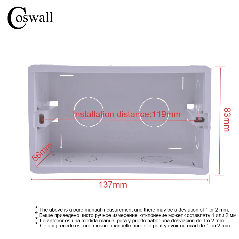 Coswall Thicken Deepen 56mm Depth High Strength Wall Internal Mounting Box For 146mm*86mm Size Wall Switch or Socket switch box wall socket box