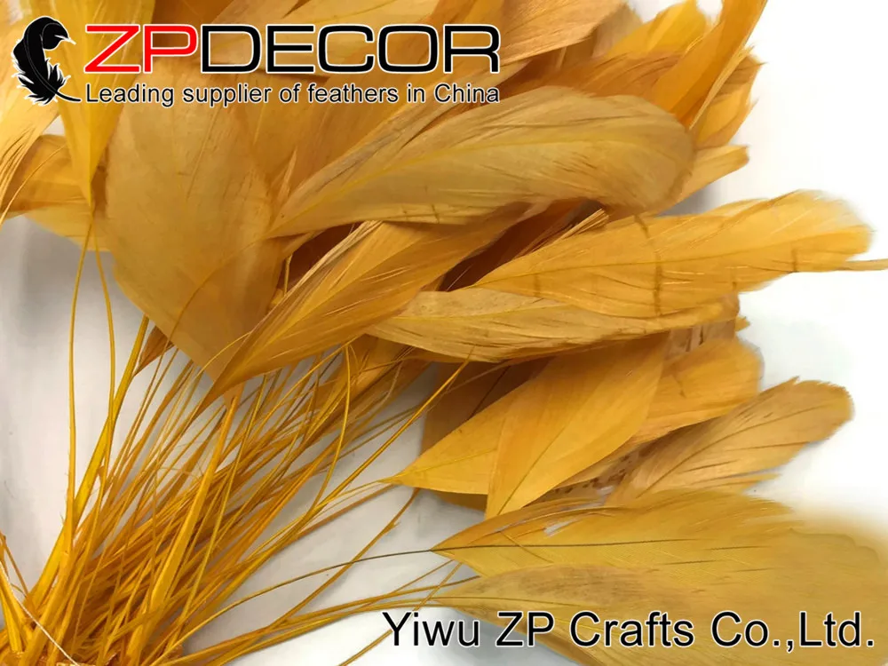 Wholesale Rooster Feathers, 1 Yard - GOLD Stripped Coque Tail Feathers Wholesale (bulk) 3