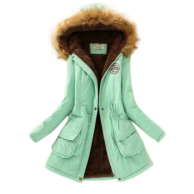 

New Parka Women Long Winter Coat Thickening Cotton Warm Winter Fur Hooded Jackets Jacket Womens Outwear Parka For Women Winter