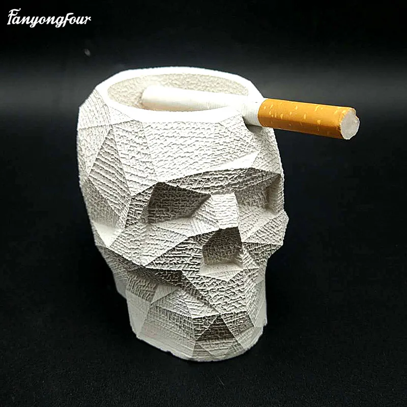 3D геометрическая пепельница в виде черепа форма бетонная силиконовая форма ручная работа смола штукатурка модель формы инструменты для украшения дома