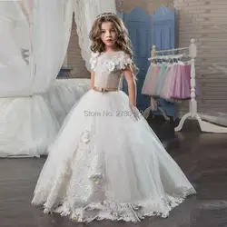 Платья принцессы с цветочным узором для девочек, пышные платья для первого причастия, на заказ, 2019, блестящие свадебные платья для гостей