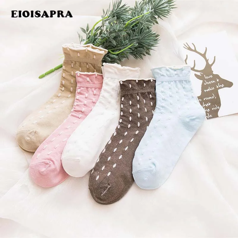 

[EIOISAPRA]Japan Lace Heap Heap Socks Lovely Casual Socks Women Fashion Harajuku Meias Comfort Candy Color Girl Calcetines