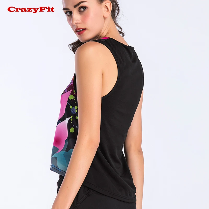 Женская спортивная майка CrazyFit Спортивная без рукавов для бега фитнеса 2018|women yoga