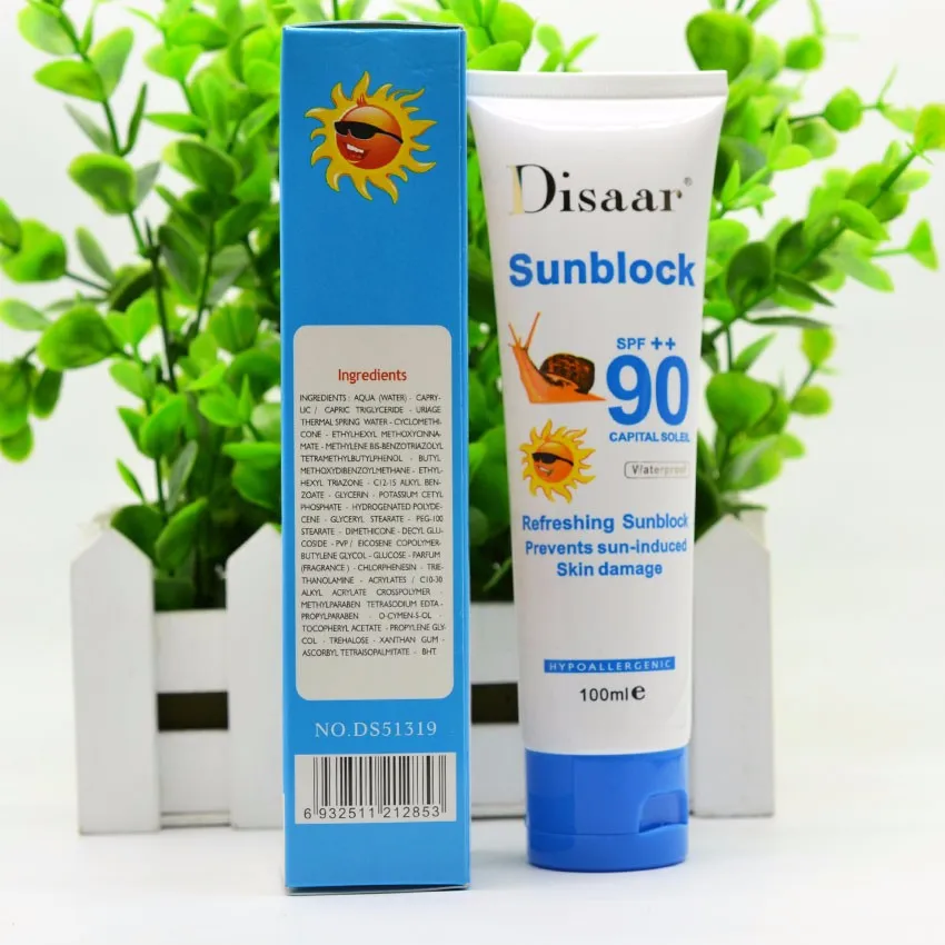 Улиточный солнцезащитный крем 100 мл, защитный крем для лица Disaar Sunblock 90++ защитный крем для пигментации SPF