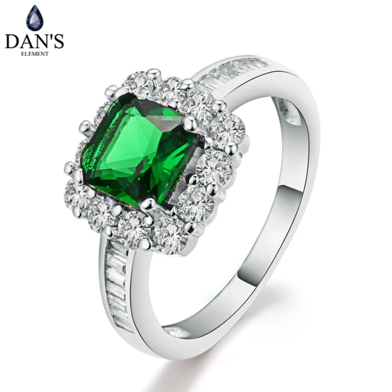 Женское Обручальное Кольцо DAN'S ELEMENT Green Prince Cut с австрийским кристаллом DER475 |
