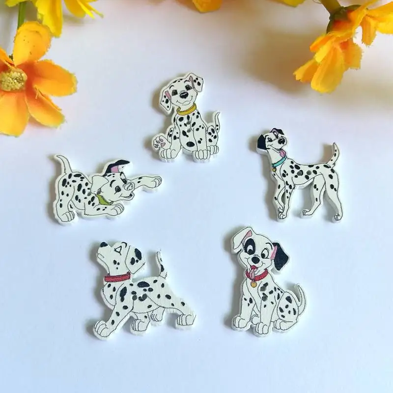 50Pcs/lot Fashion Bulk Random Mixed Dalmatians Wood Button Sewing Accessories Decorative Buttons Handmade Scrapbooking Craft DIY 2