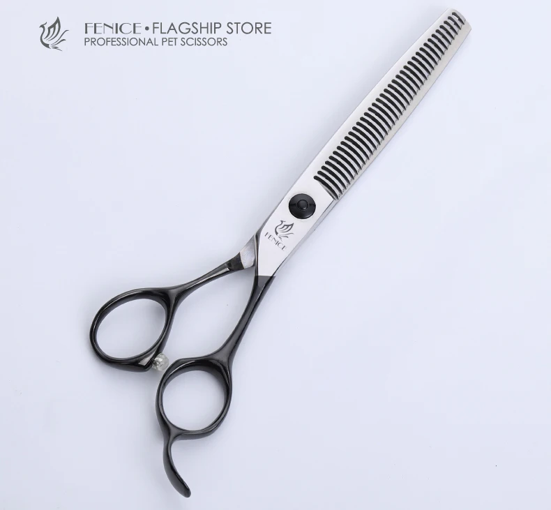 Fenice 6.5 inch Gold/Black Professional Dog Thinning Scissors Japan 440C Pets Hair Shears Thinning Rate 45