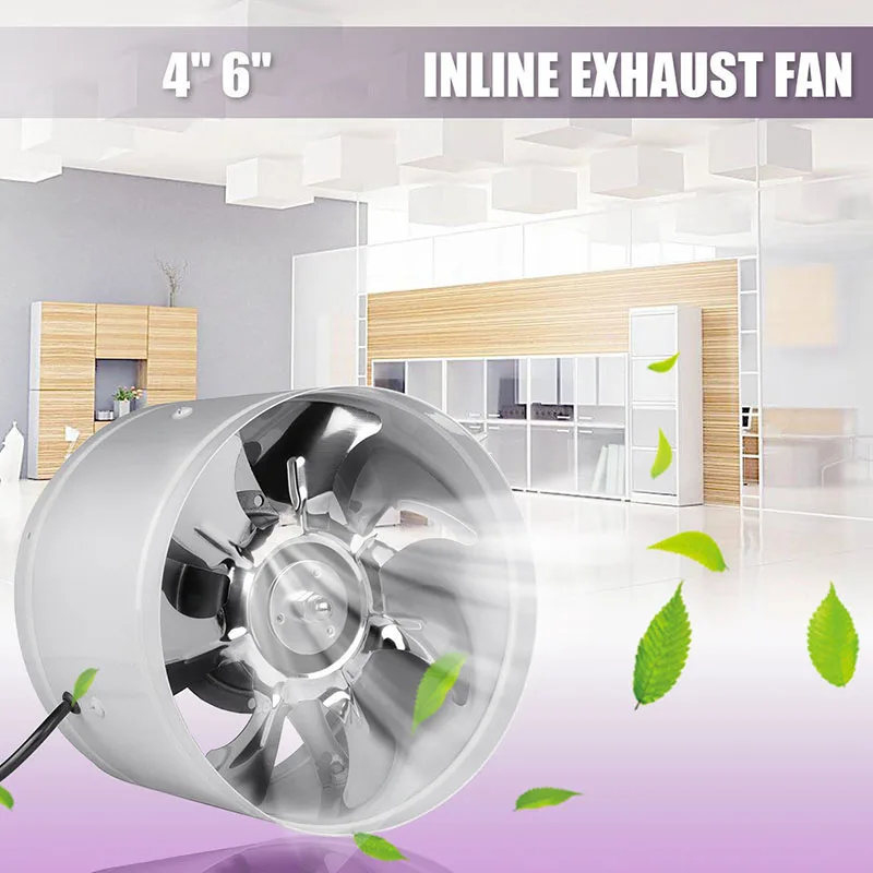 4//6 Inch Inline Duct Fan Booster Exhaust Blower Air Cooling Vent Metal Blades US