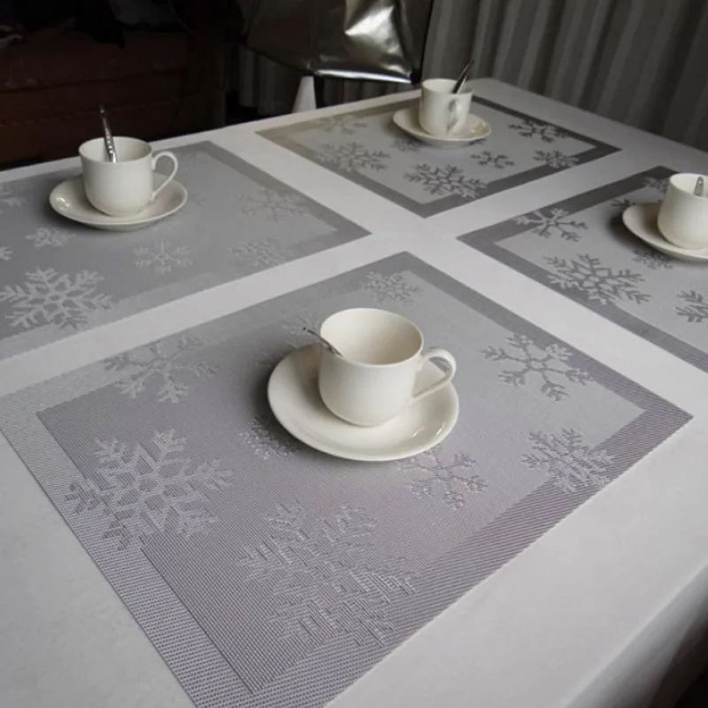 hot 1pc christmas snowflake style table mats placemat decoration pvc kitchen table mats dinning table cloth - Kitchen Table Mats hot 1pc christmas snowflake style table mats placemat decoration pvc kitchen table mats dinning table cloth - Kitchen Table Mats