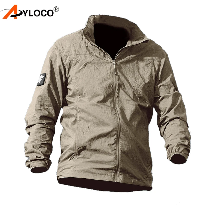 

Summer Hooded Windbreaker Fast Dry Outdoor Sun UV Protection Breathable Hiking Jacket Men Single Layer Tactical Military Clothes