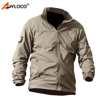 

Summer Hooded Windbreaker Fast Dry Outdoor Sun UV Protection Breathable Hiking Jacket Men Single Layer Tactical Military Clothes