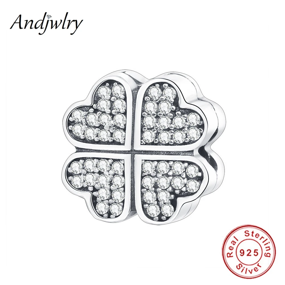 

Fit Pandora Charms Bracelets Silver 925 Original Bead Four-Leaf Clover Clip Stopper Beads DIY Berloque 925 Sliver Jewelry Charms