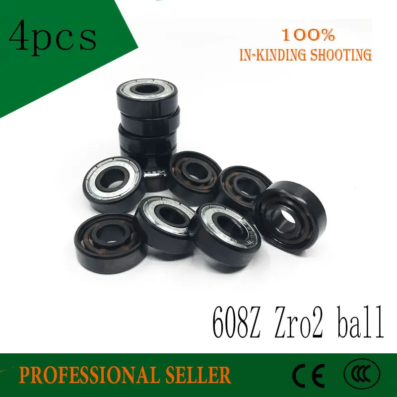 Free shipping 4pcs 608 Zro2 Hybrid Ceramic 608 Inline Skate Bearing 608Z Abec11 for Skateboard Speed Skate Roller Hand Spinner