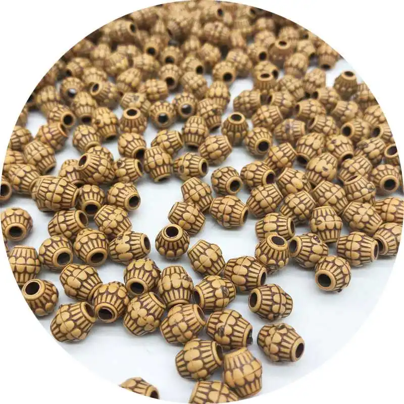 

100pcs/Lot 7*8mm Cheap Hot Acrylic Beads Imitation Wood Beads Round Shape Fits For Handmade DIY Necklace Bracelet Jewelry Making