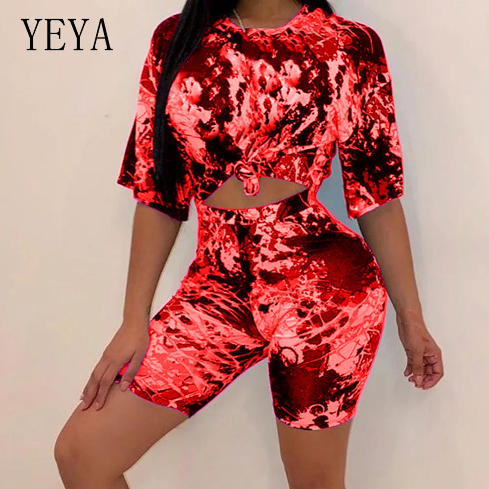 YEYA Two Pieces Sets O-neck Top+skinny Pants Elegant Vintage Print Hollow Out Jumpsuits Women Summer Retro Romper Overalls YEYA Two Pieces Sets O-neck Top+skinny Pants Elegant Vintage Print Hollow Out Jumpsuits Women Summer Retro Romper Overalls