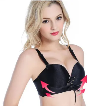 

Women Lady Push Up Deep V Underwear Seamless Padded Plunge Lace Up Brassiere Bra