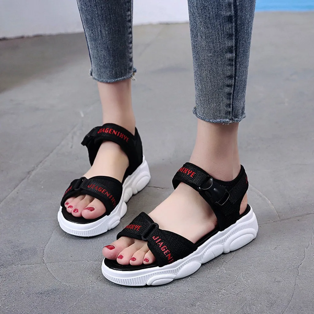 

Sandals women Summer Shoes Neutral Open Toe Letter Platform Sandals Beach Sport Shoes sandalias mujer 2019 C3