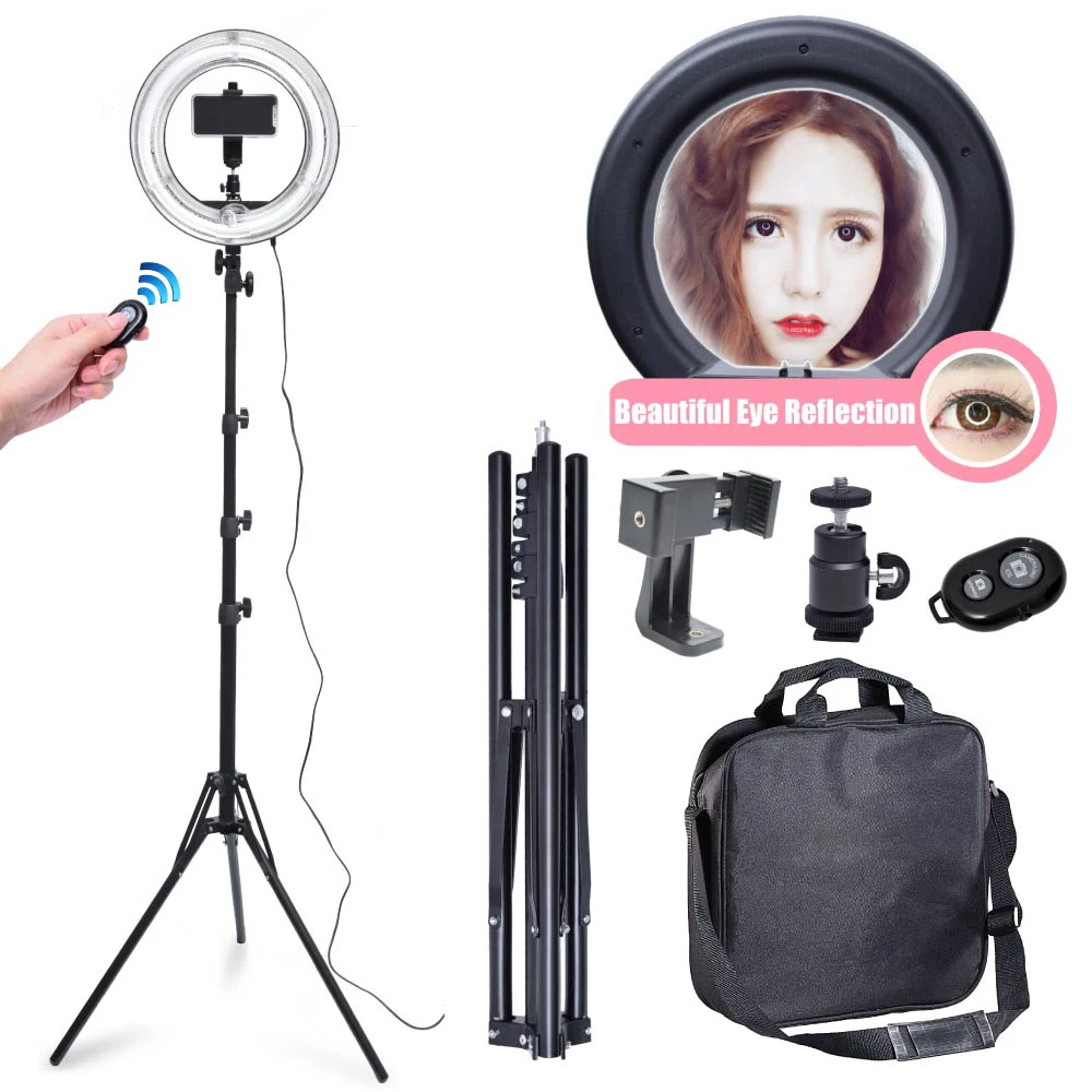 

400W 34cm/ 13.5" Photo Video Diva Ring Light with 185cm Stand 360 Degree Phone Holder bluetooth Kit 220v
