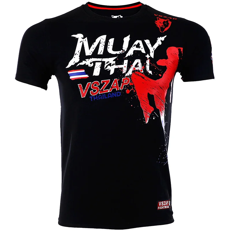 VSZAP Mma футболка с коротким рукавом из Джерси муай тай шорты для спортзала занятий