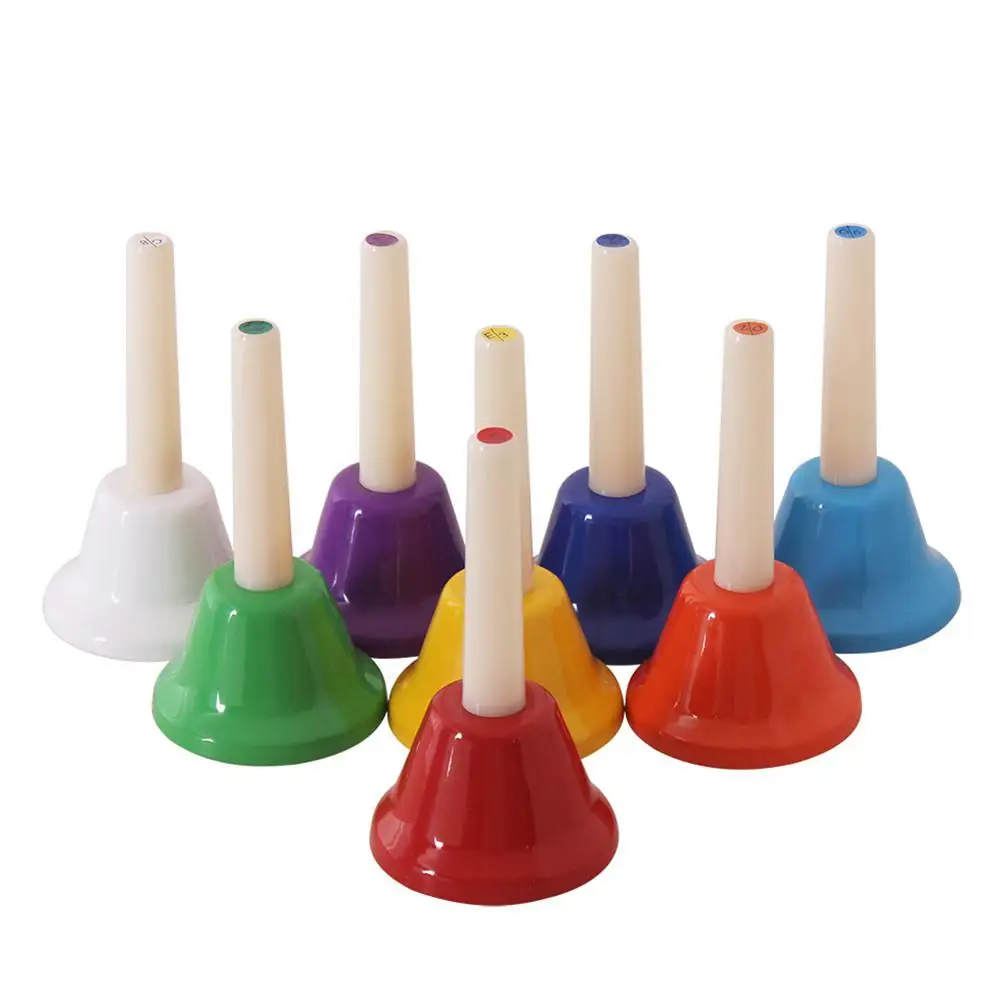 8pcs/set Hand Rattles 8 Tone Colorful Handbell Rattle Metal PVC Percussion Instrument Musical Gift