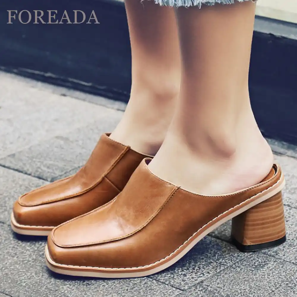 real leather mules