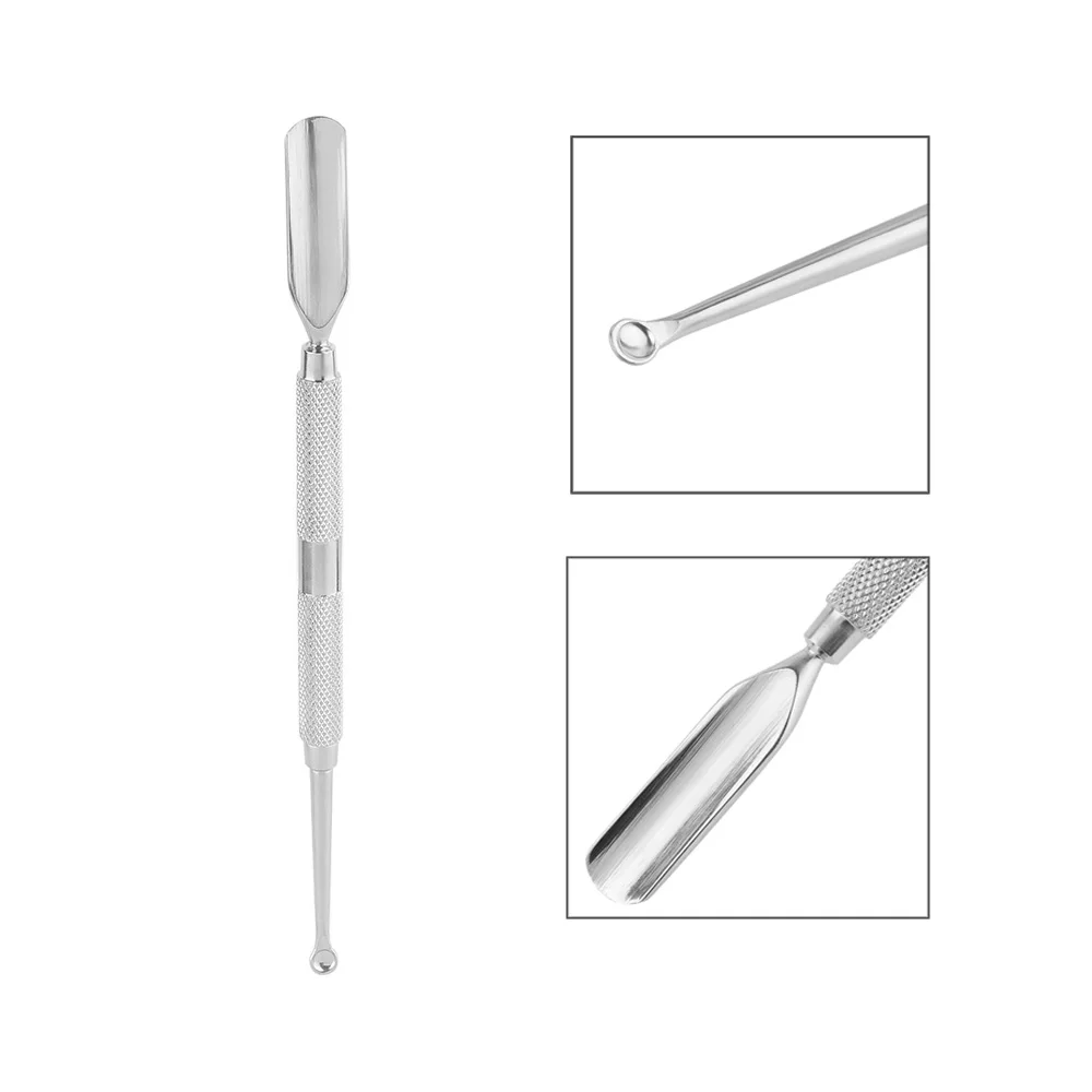 1PC Dual Ended Nail Cuticle Remover Pusher Stainless Steel Spoon Shaped