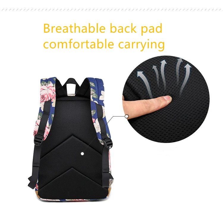 Tourya, Холщовый женский рюкзак, цветочный принт, зарядка через USB, школьные сумки для подростков, девочек, большая емкость, дорожная сумка для ноутбука