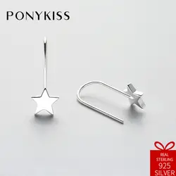 PONYKISS 100% Серебро 925 пробы Мода звезда серьги Для женщин гипоаллергенно творческой ювелирных украшений День рождения подарок