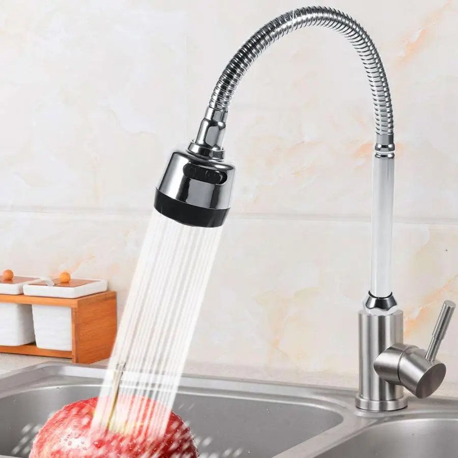 

1x 304 Stainless Steel Swivel Spout Kitchen Sink Faucet Pipe Fittings Single Handle Connection Kitchen Sink Faucet