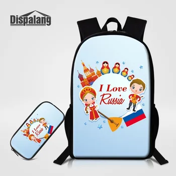 

Dispalang 2 Pcs/set Backpack Pencil Case for Children Russian Nesting Dolls Print Cartoon School Bag Lightweight Travel Bagpack