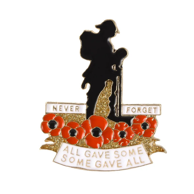 

New fashion Red Poppy and Soldier Lapel pins Enamel Pin The Royal British Legion's Poppy Badges Remembrance Day Brooch Jewelry