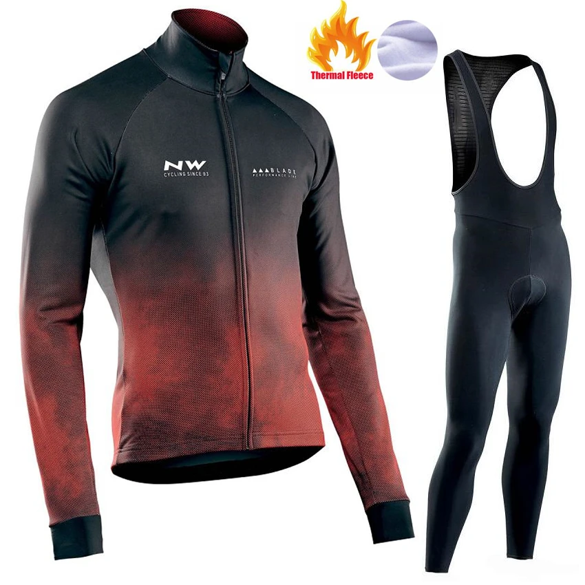 Northwave теплая зимняя флисовая одежда для велоспорта Мужская Джерси костюм для прогулок верховой езды на велосипеде MTB Одежда комбинезон набор NW - Цвет: Pic Color10
