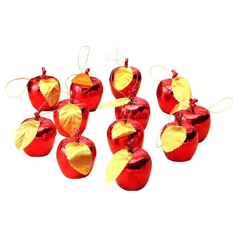 High 12Pcs Christmas Decoration Apples Tree Hanging Ornament Home New Year Party Events Fruit Pendant UEJ | Дом и сад