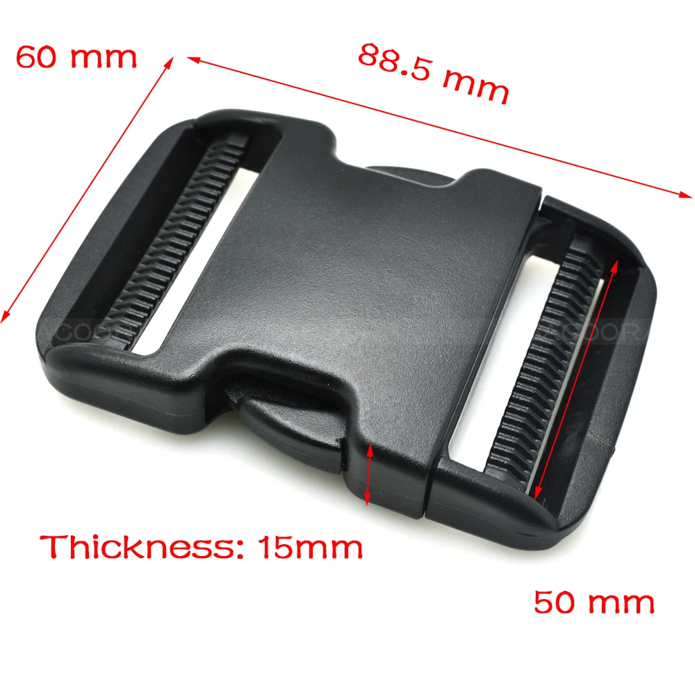 

1pcs 2" Plastic Side Release Buckles Dual Adjustable Padded Patrol Belt Molle Tactical Backpack Straps Webbing 50mm