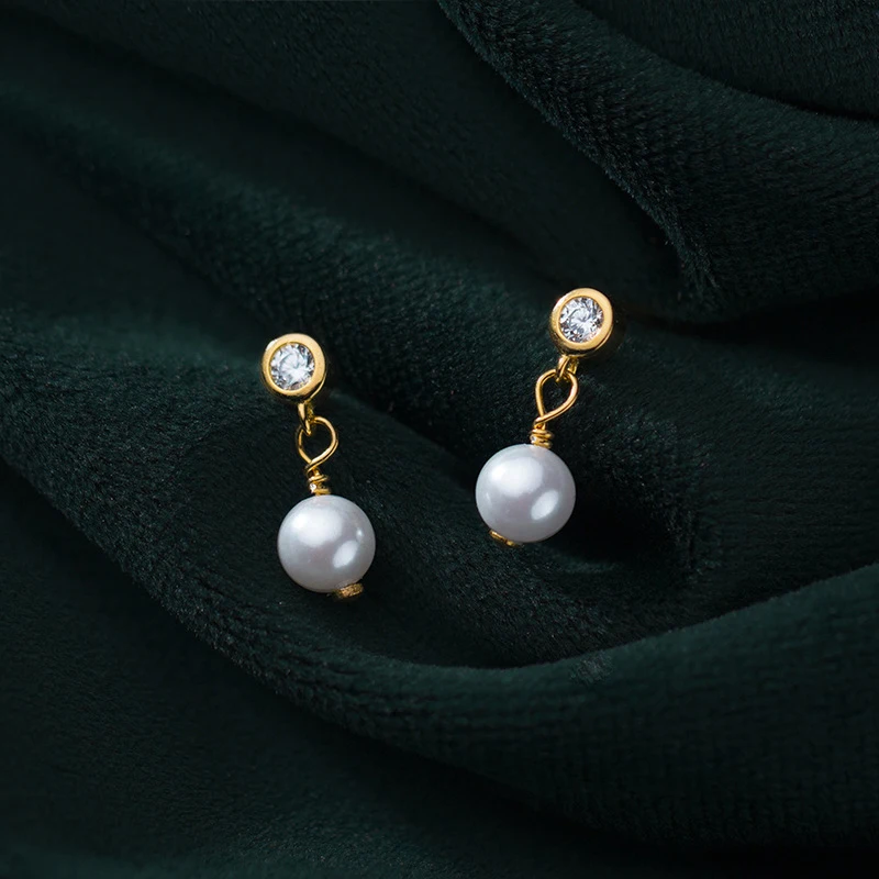 

MloveAcc Brand Luxury 100% 925 Sterling Silver Pearl Drop Earrings for Women Fine Jewelry Original Gift