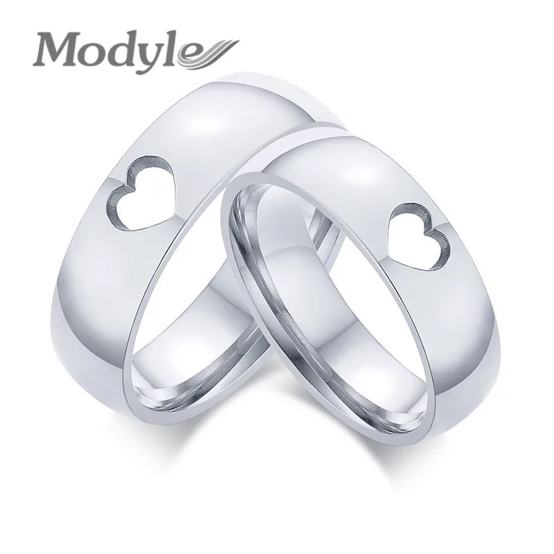 Новинка года. Серебристые свадебные кольца для мужчин и женщин из нержавеющей стали в форме сердца. Подарки никогда не выцветают