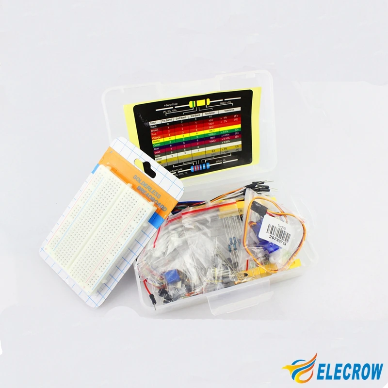 Elecrow Starter Kit for Arduino Beginners DIY Component Kit with Resistance Card Bread Board Electronic Parts in Plastic Box