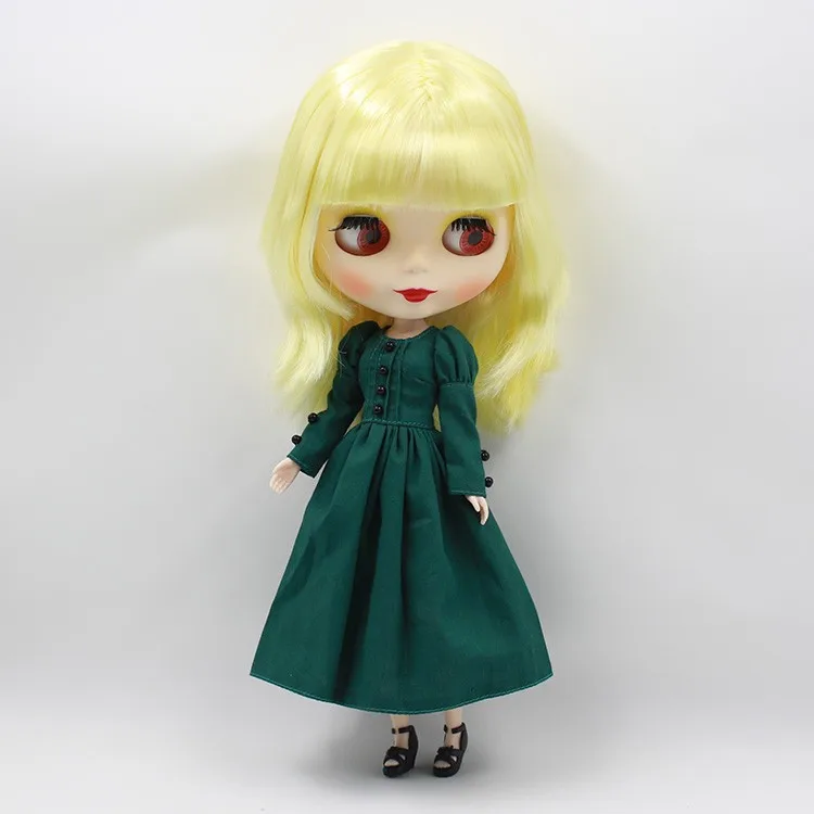 Бледный ледяной кукла bjd Ретро темно-зеленое красное платье длинная юбка