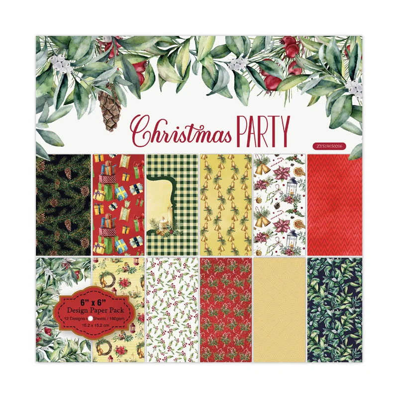 VYUTXA 12 Sheets Christmas Party Scrapbooking Pads Paper Origami Art Background Paper Card Making DIY Scrapbook Paper Craft