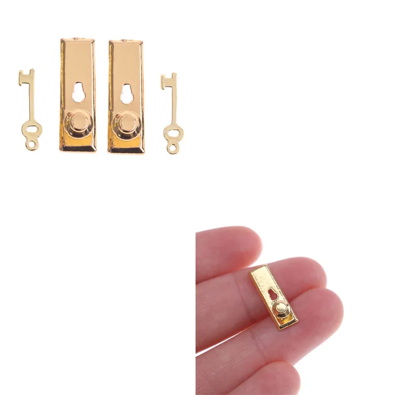 

2set 1/12 Scale Miniature Door Lock and Key Doll House Fairy Door DIY Accessories Vintage Dollhouse