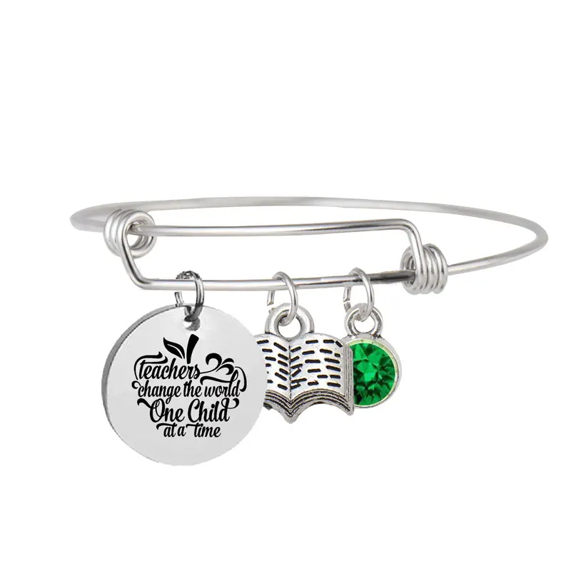 Personalized Bithstone Bracelet Silver Family Members Expandable Charms Teacher Inspirational Bracelets Men Jewelry | Украшения и