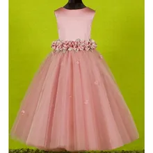 Модные ботильоны-длина с овальным вырезом бальное платье с цветами украшая пояс-кушак платье с цветочным узором для девочек для свадеб индивидуальный заказ