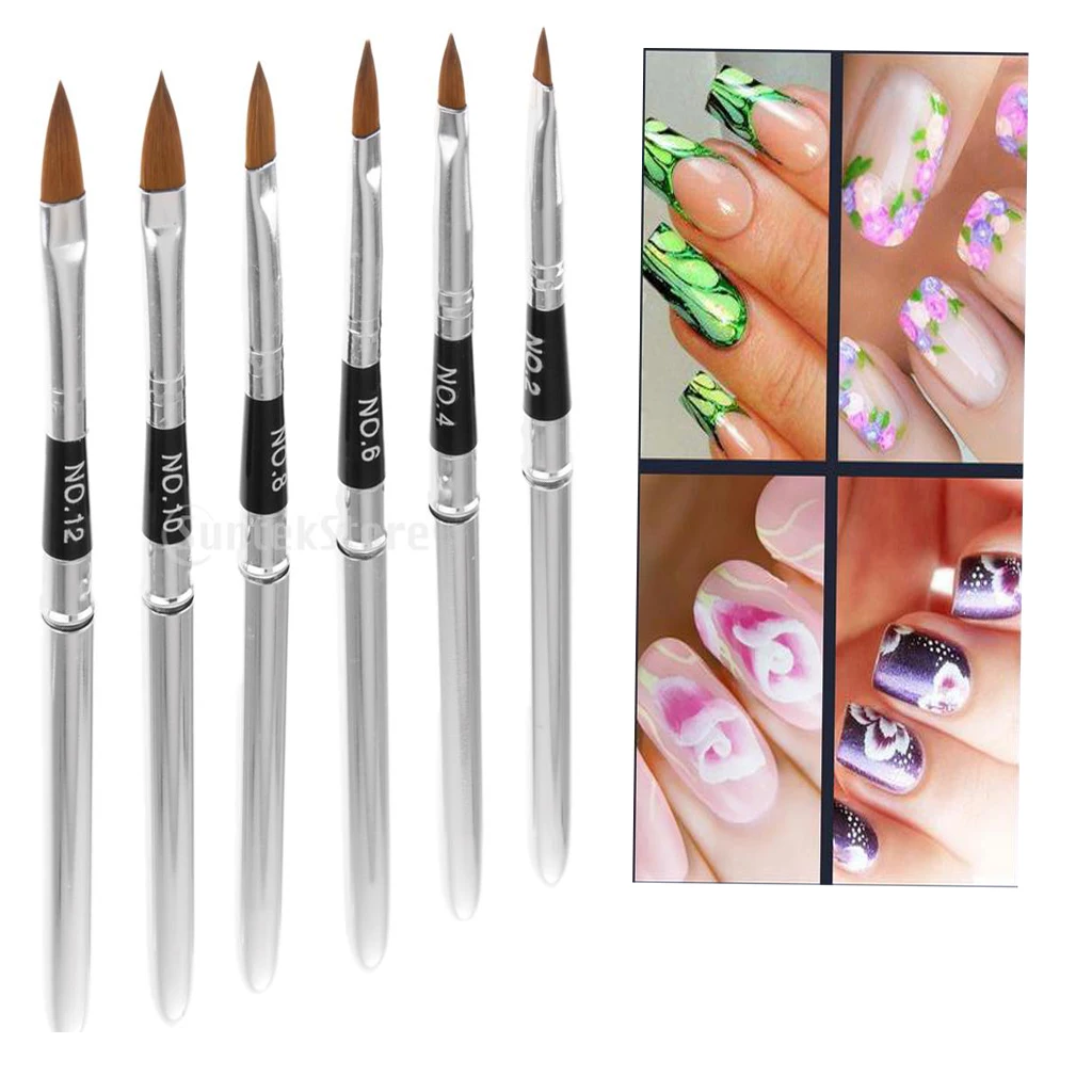 6x Nail Art Dotting Pen Nail Line Drawing Brush Beauty Nail Manicure Meatal Handle Liner Pen