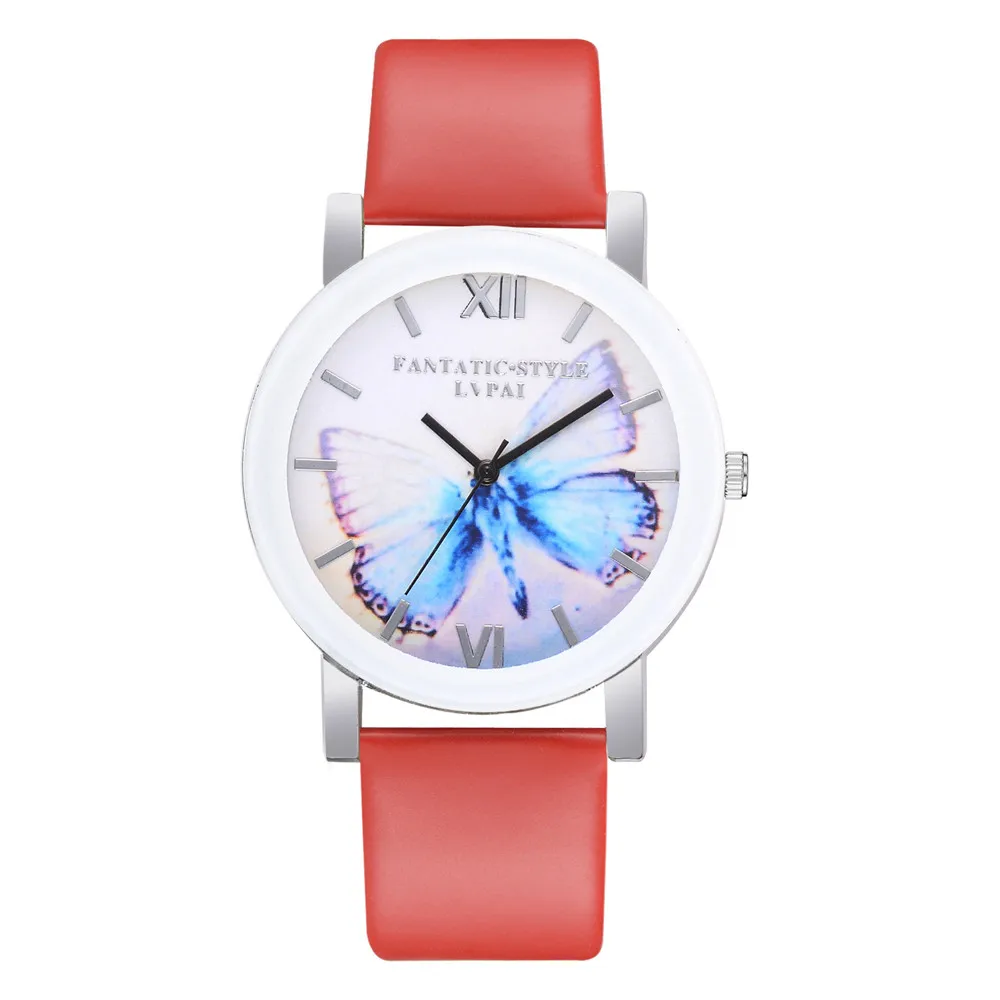 LVPAI Высокое качество красивые модные женские часы-браслет с принтом бабочки повседневные круглые Аналоговые кварцевые наручные часы женские часы# A - Цвет: Белый