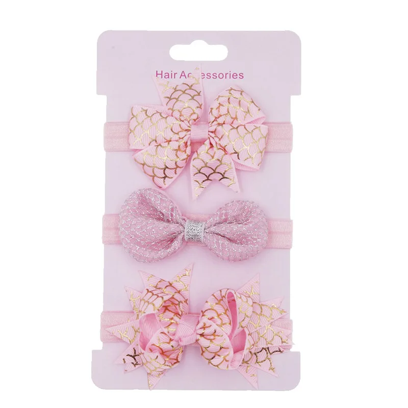 

3Pcs/Lot Baby Girl headbands Shiny Bowknot Baby Headband Flower Elastic Hair Bands Newborn Hair Accessories Photography Props