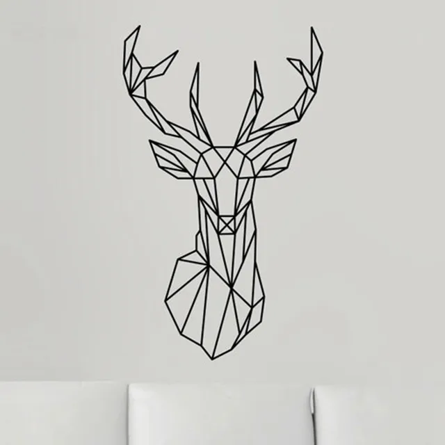 BUCKOO Hot Design Geometric Deer Head Wall Sticker Geometry Animal Series Decals Vinyl Wall Art Custom DIY Home Decor Wallpaper