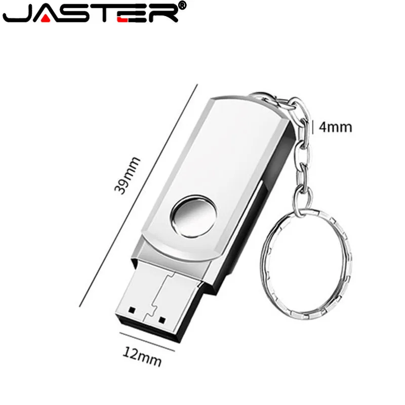 

JASTER Metal rotatable usb flash drive USB 2.0 pendrive 4GB 8GB 16GB 32GB 64GB Memory stick U disk with keychain