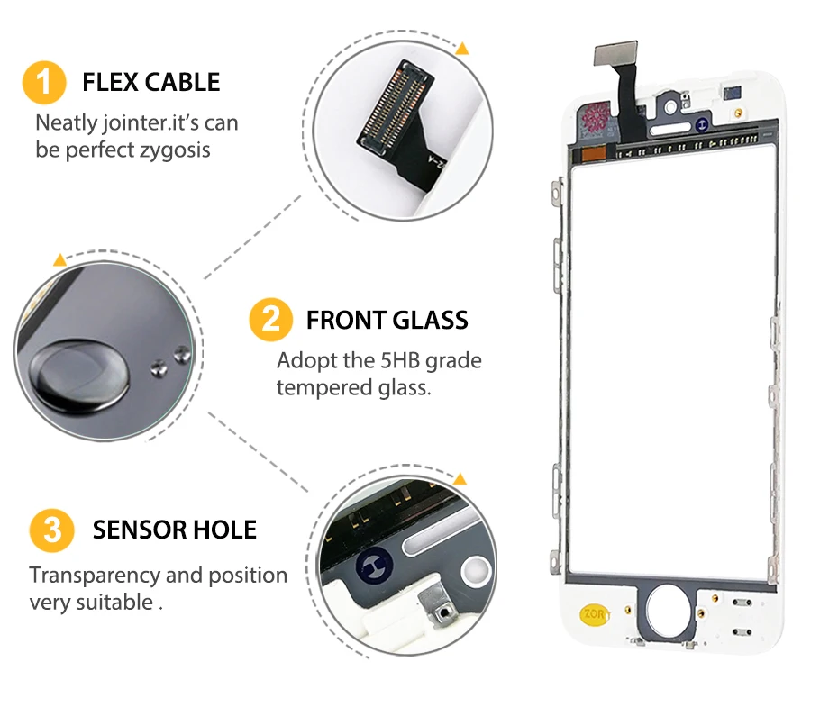 ZORWING сенсорная панель для iPhone 5 5S сенсорный экран дигитайзер стекло объектив сенсор запасные части для Iphone сенсорный экран
