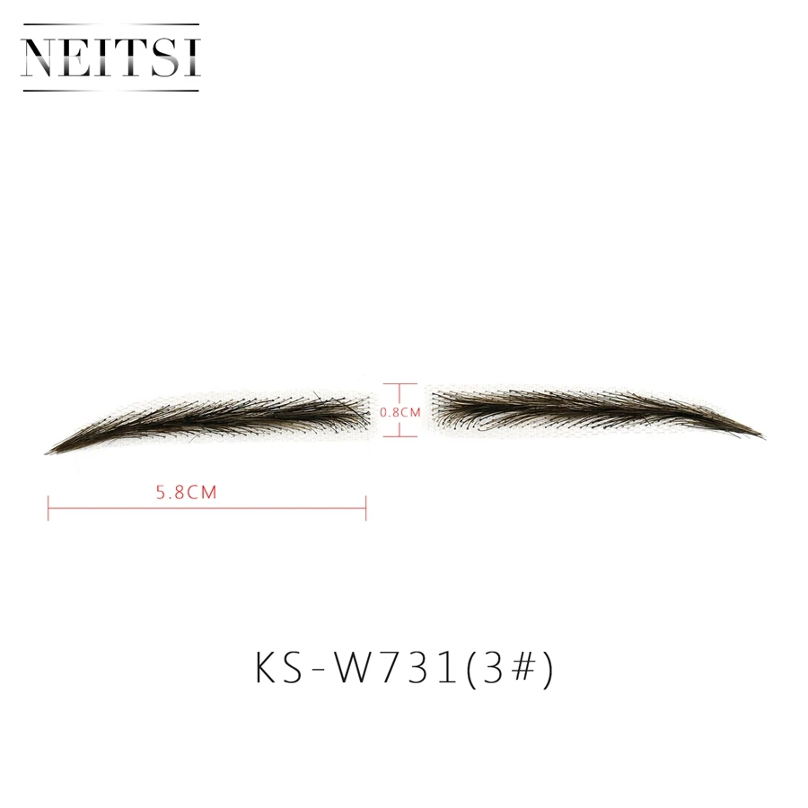 Neitsi женщина одна пара Handtied человеческие волосы поддельные брови кружевная основа - Цвет: KS-W731-3